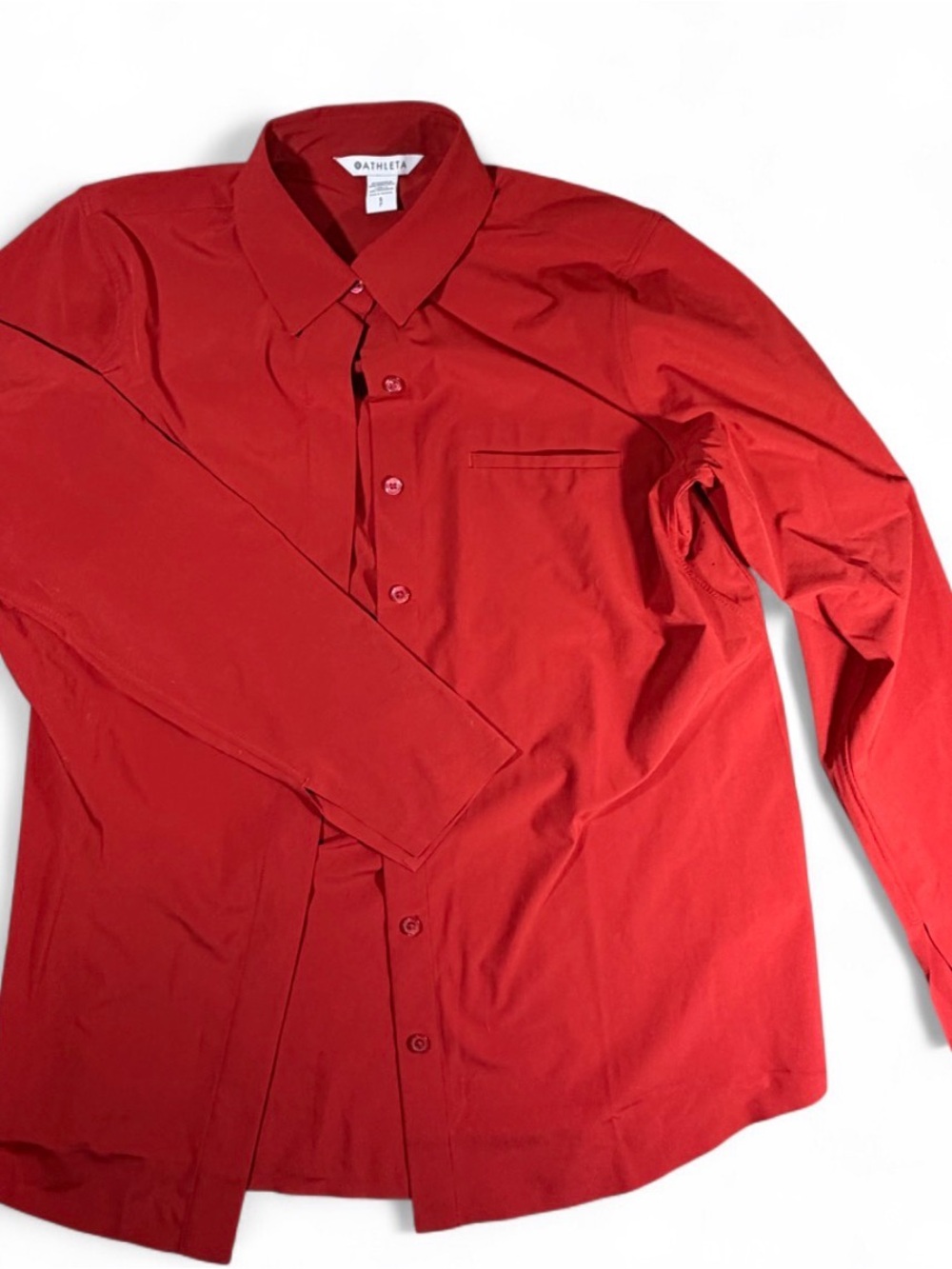 Athleta Men's Bright Red Long-Sleeve Dress Shirt